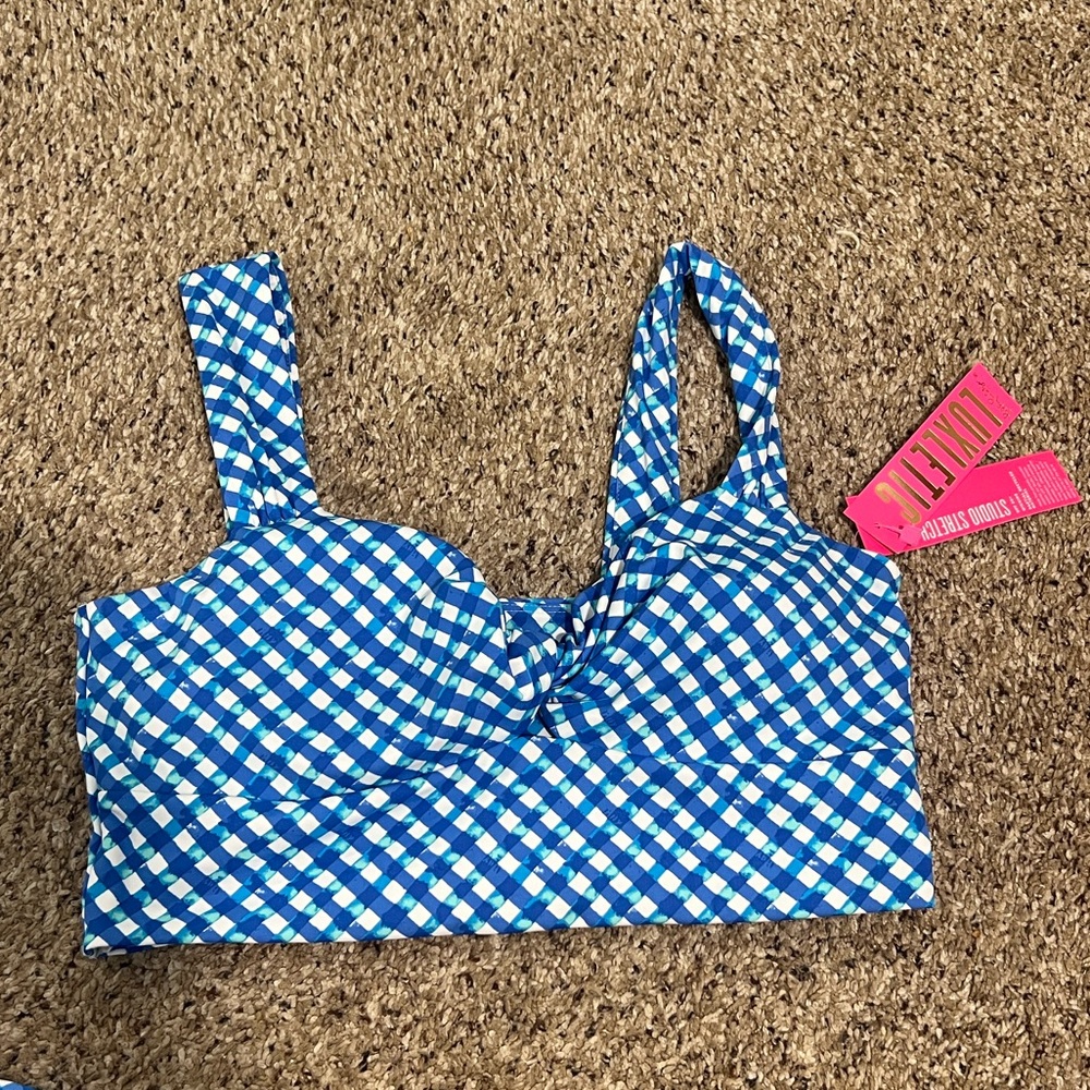 New with Tags Lilly Pulitzer Blue and White Checkered Exercise Top
